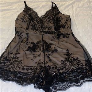 Black Sequin Romper
